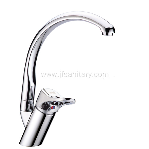 Gooseneck Kitchen Sink Brass Faucet With Swivel Function